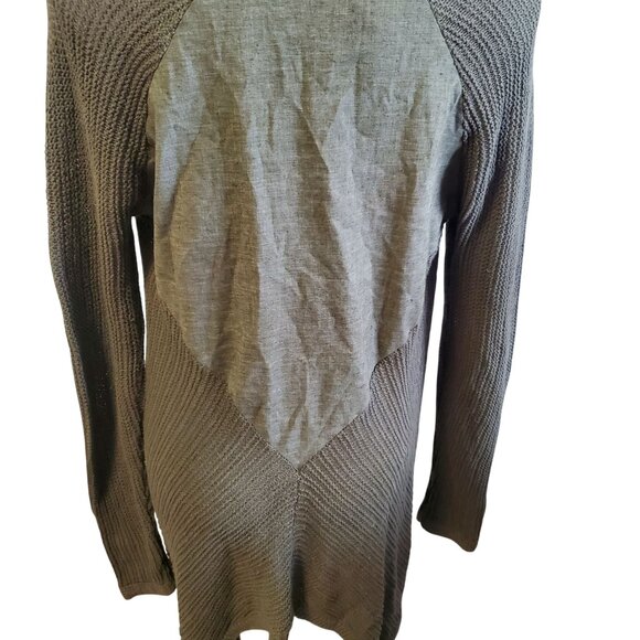 Prana Olive Green Open Front Diamond Cardigan Sweater Med Hemp/Organic Cotton - Picture 7 of 14